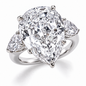 Perrazza 9 carat pear lab created diamond simulant cubic zirconia engagement ring with pear side stones in 14k white gold or platinum.