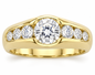 Frontier 2 Carat Round Channel Set Men's Ring with lab created diamond look simulant cubic zirconia in 14k yellow gold.