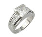 Semi Bezel Princess Cut Channel Set Mens Ring with lab grown diamond simulant cubic zirconia in 14k white gold.