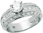 Round 1 Carat Princess Cut Channel Set Pave Engagement Ring with lab grown diamond simulant cubic zirconia in 14k white gold.