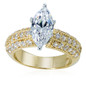 Marquise 2 Carat Pave Solitaire with simulated diamond quality lab created cubic zirconia in 14k yellow gold.