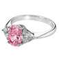 Legally Blonde 2 style 2.5 carat pink oval lab grown diamond alternative cubic zirconia trillion solitaire engagement ring in 14k white gold.