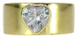 Heart 1 carat bezel set lab grown diamond simulant cubic zirconia cigar band in 14k yellow gold.
