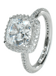 Hamilton 5.5 Carat Cushion Cut Square Cubic Zirconia Micro Pave Set Round Halo Eternity Engagement Ring