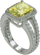 Carlton Emerald Radiant Cut 4 carat lab grown diamond simulant cubic zirconia pave halo split shank engagement ring in platinum.