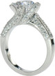 Round 2 Carat Twisted Pave Solitaire Engagement Ring with Lab Grown Diamond Simulant Cubic Zirconia in 14K White Gold.