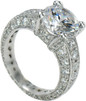 Setah 3 carat round lab grown diamond simulant cubic zirconia eternity solitaire engagement ring in 14k white gold.