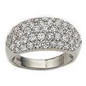 Pave set round lab grown diamond alternative cubic zirconia five row band in 14k white gold.