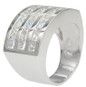 Thora Three Row Channel Set Princess Cut Band with lab grown diamond simulant cubic zirconia in 14k white gold.