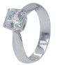 Asscher Cut 1 Carat Tiffany Style Engagement Ring with Lab Grown Diamond Simulant Cubic Zirconia in Platinum.