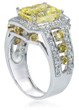 Santa Cruz 4 carat emerald radiant laboratory grown diamond look cubic zirconia pave set halo engagement ring in platinum.
