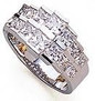 Double Row Graduated Princess Cut Channel Set Band with lab grown diamond simulant cubic zirconia in 14k white gold.