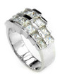 Double Row Graduated Princess Cut Channel Set Band with lab grown diamond quality cubic zirconia in 14k white gold.