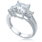 Winston three stone 1.5 carat princess cut lab grown diamond alternative cubic zirconia engagement ring in 14k white gold.