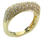 Petite square pave set round domed lab grown diamond look cubic zirconia band in 14k yellow gold.