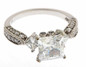 LeFleur 1.5 carat princess cut lab grown diamond alternative cubic zirconia antique estate style ring in platinum.