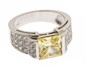 Harmon 2.5 carat princess cut lab grown diamond alternative cubic zirconia semi bezel set engagement wedding ring in platinum.