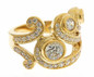 Symba Bezel Set Round Art Deco Style Band with lab grown diamond simulant cubic zirconia in 14k yellow gold.