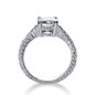 Claudine 2 carat round lab grown diamond simulant cubic zirconia pave engraved solitaire engagement ring in platinum.