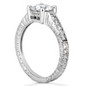 Claudine 1.5 carat round lab grown diamond simulant cubic zirconia pave engraved solitaire engagement ring in 18k white gold.