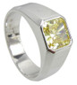 Valentino 2.5 Carat Bezel Set Princess Cut Mens Ring with lab grown diamond quality cubic zirconia in 14k white gold.
