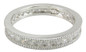 Milgrain channel set round lab diamond alternative cubic zirconia eternity band in 14k white gold.