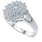 Twinkle round laboratory grown diamond simulant cubic zirconia cluster ring in 14k white gold and 14k white gold.