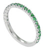 Stackable pave set round man made emerald anniversary band in 14k white gold.