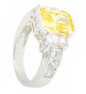 Luna 2.5 carat emerald radiant cut lab grown diamond alternative cubic zirconia canary engagement ring in 14k white gold.