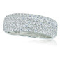 Micro pave set round lab grown diamond simulant cubic zirconia anniversary band in platinum.