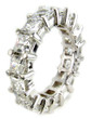 Large .50 carat each round laboratory grown diamond simulant cubic zirconia shared prong set eternity band.