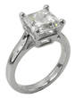 Sex and the City Inspiration 4 Carat Step Cut Square Lab Grown Diamond Alternative Cubic Zirconia Engagement Ring in platinum.