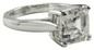 Sex and the City Inspiration 4 Carat Step Cut Square Lab Grown Diamond Alternative Cubic Zirconia Engagement Ring in platinum.