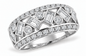 Buggles bezel set round and emerald cut baguettes lab grown diamond look cubic zirconia pave anniversary band in 14k white gold.