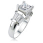 Princess Cut 1 Carat Baguette Engagement Ring with lab grown diamond simulant cubic zirconia in 18k white gold.