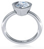 Bezellia 3 carat pear lab grown diamond simulant cubic zirconia bezel set solitaire engagement ring in 14k white gold.