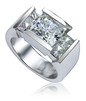 Ritz 2.5 Carat Princess Cut Channel Set Laboratory Grown Diamond Alternative Cubic Zirconia Solitaire Engagement Ring