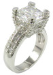 Decadence 2.5 carat cushion cut lab grown diamond alternative cubic zirconia pave engagement ring in 14k white gold.