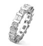 Bar set round lab grown diamond look cubic zirconia double baguette bar set channel eternity band in 14k white gold.