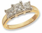 Three Stone Princess Cut 4 Carat Center Laboratory Grown Diamond Alternative Cubic Zirconia Anniversary Engagement Ring