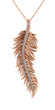 Feather Pendant with pave set round lab grown diamond alternative cubic zirconia in 14k rose gold.