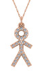 Little Boy Stick Figure Charm Pendant with pave set round lab grown diamond look cubic zirconia in 14k rose gold.