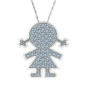 Little Girl Pendant with pave set round laboratory grown diamond simulant cubic zirconia in 14k white gold.