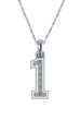 Sport jersey number pave lab grown diamond simulant cubic zirconia pendant in 14k white gold.