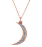 Crescent Moon Pendant with prong set round simulated lab grown diamond quality cubic zirconia in 14k rose gold.