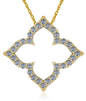 Leaf Pendant with pave set round lab grown diamond simulant cubic zirconia in 14k yellow gold.