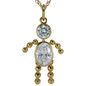 Boy Bezel Set Oval and Round Pendant with laboratory grown diamond look cubic zirconia in 14k yellow gold.
