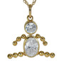 Boy Bezel Set Oval and Round Pendant with laboratory grown diamond quality cubic zirconia in 14k yellow gold.