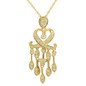 Chandos Chandelier Pave Set Round Pendant with laboratory grown diamond simulant cubic zirconia in 14k yellow gold.