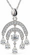 Jezebel Pear Pave Set Round Chandelier Pendant with lab grown diamond simulant cubic zirconia in 14k white gold.